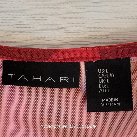 TAHARI red rose fitted  bodycon bodysuit attached black shaper liner snap - Picture 11 of 17